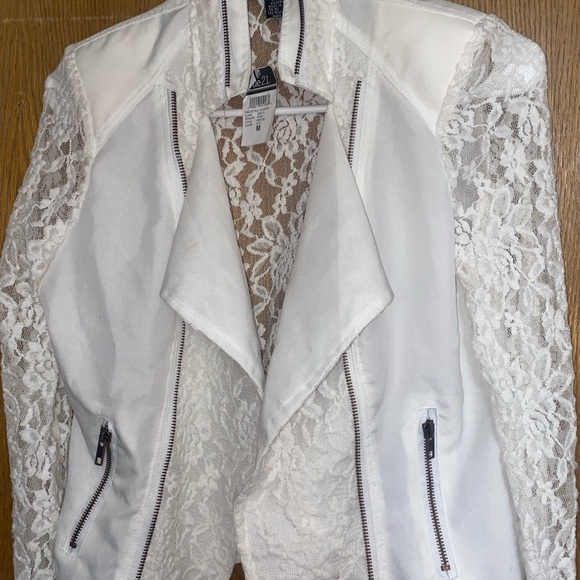 Denim and sheer lace jackets, 1 black, 1 white, both size medium - Picture 2 of 6